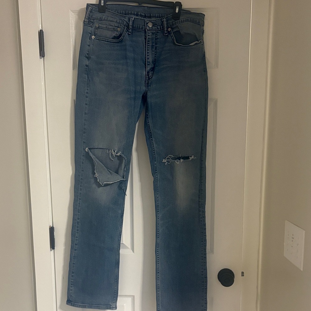 Levi's Men's Distressed Blue Straight Jeans